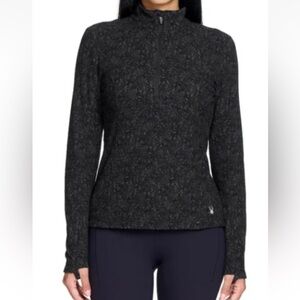 Spyder Active Womens Large Black Gray Marled Quarter Zip Fleece NWT Athleisure